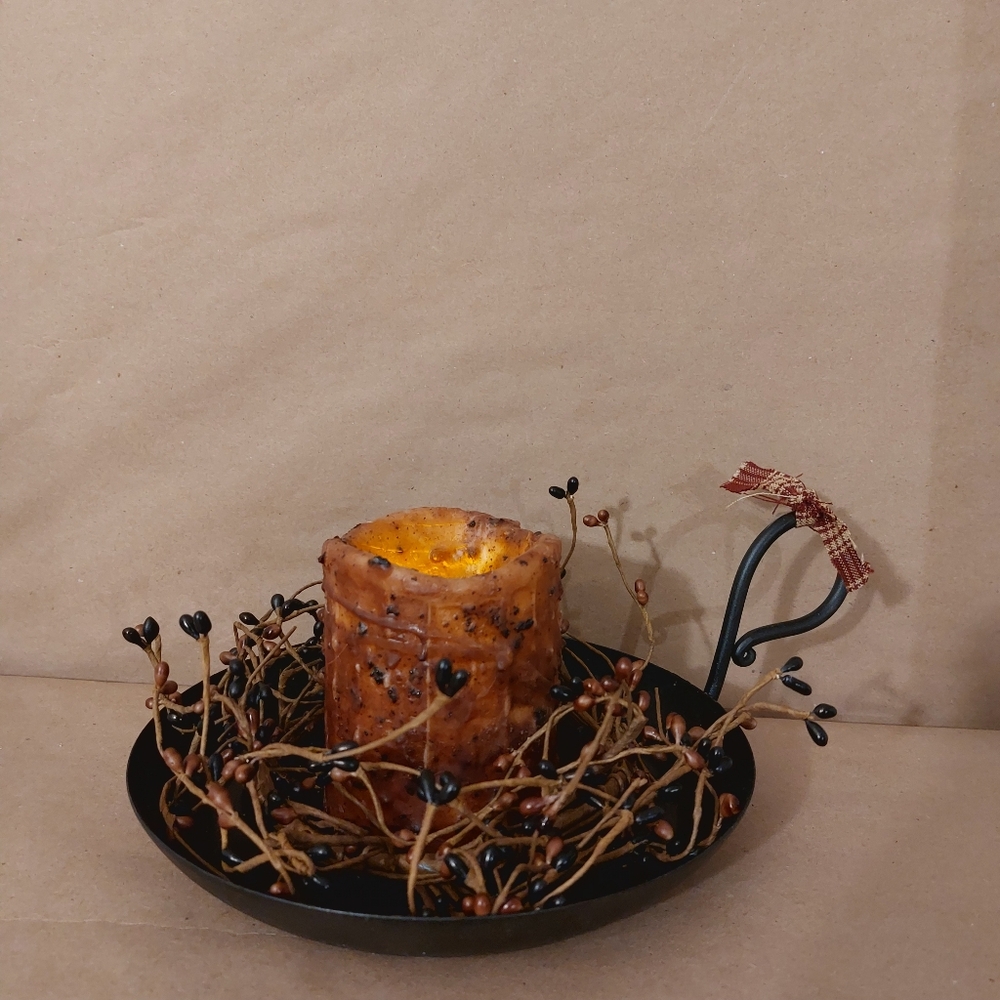 Rustic Candle Holder with Candle